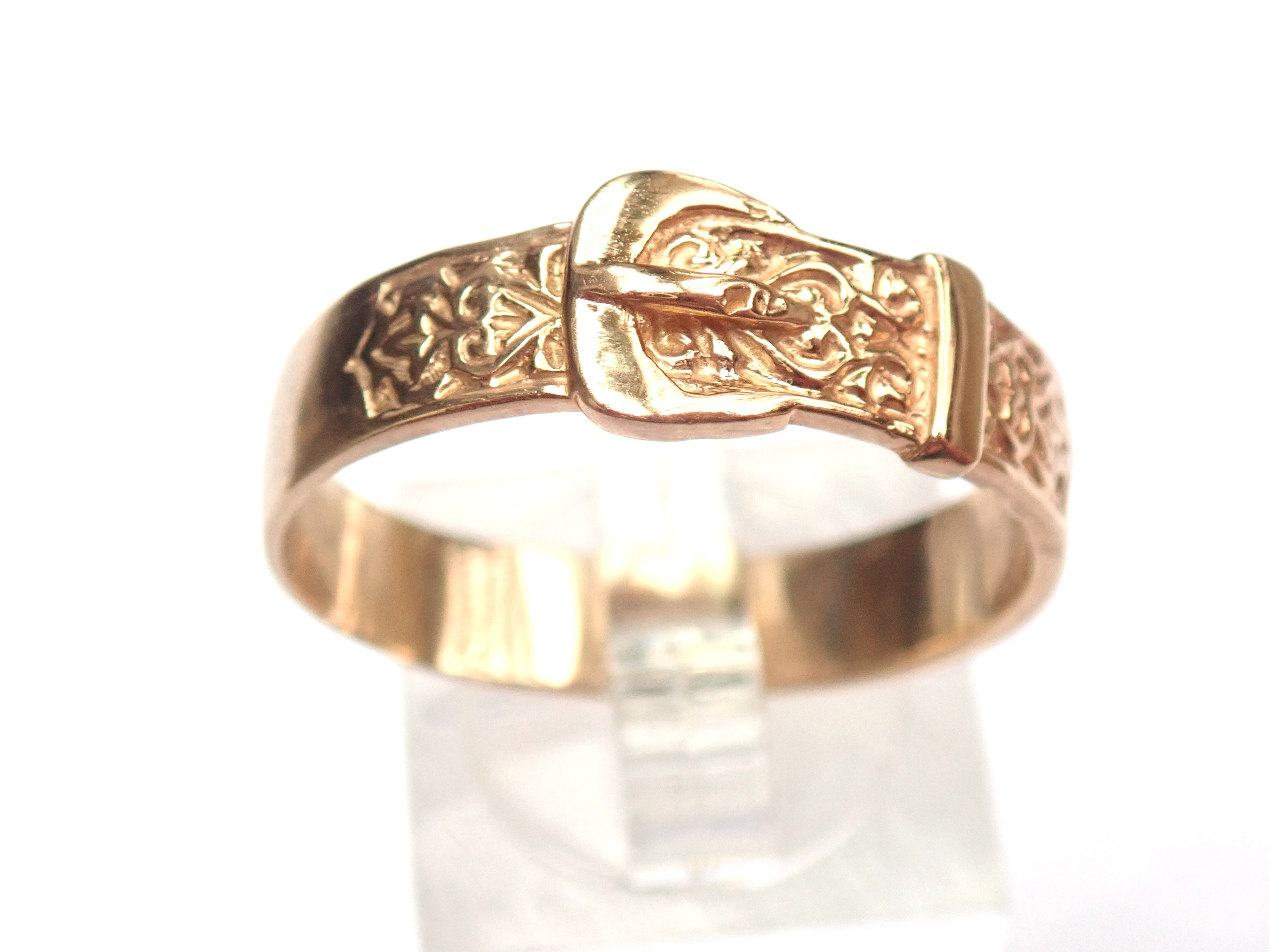 New!! Gold 9ct yellow gold hand finished Buckle Ring. 4.5gms Size Z+1 ...